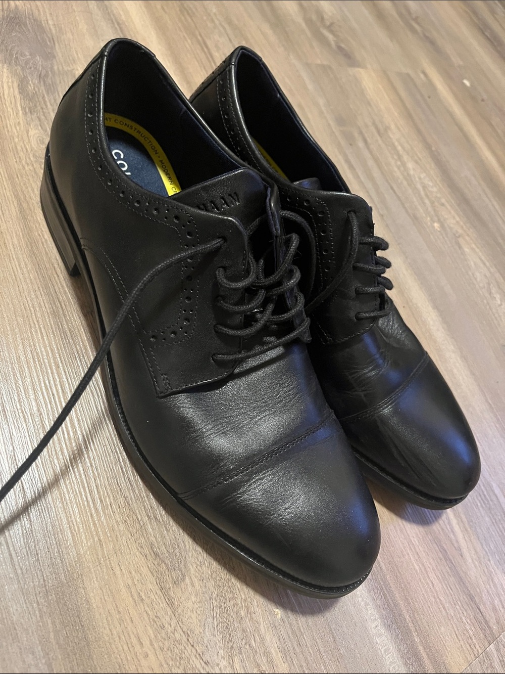 Cole Haan Black Leather Derby Oxfords